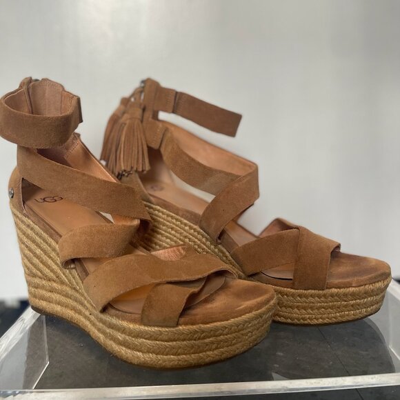 UGG Raquel Platform Espadrille Chestnut Sandal - Picture 4 of 6